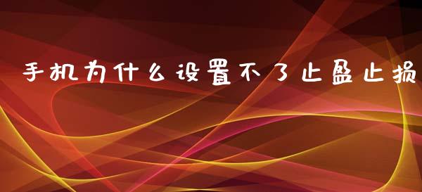 手机为什么设置不了止盈止损_https://cj002.lansai.wang_期货问答_第1张