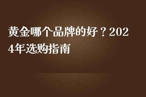 黄金哪个品牌的好？2024年选购指南_https://cj002.lansai.wang_财经百问_第1张