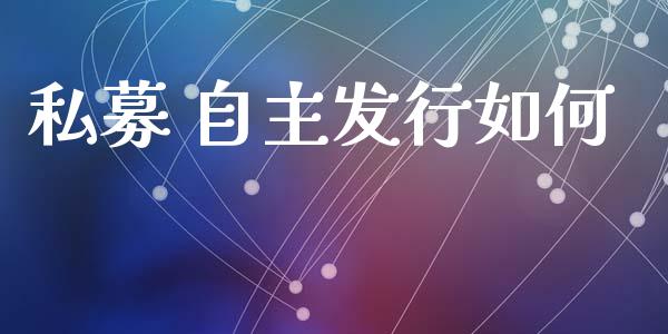 私募 自主发行如何_https://cj002.lansai.wang_理财问答_第1张