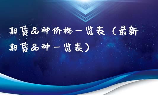 期货品种价格一览表（最新期货品种一览表）_https://cj002.lansai.wang_股市问答_第1张