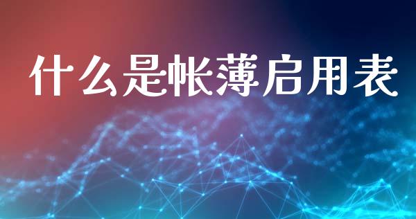 什么是帐薄启用表_https://cj002.lansai.wang_会计问答_第1张