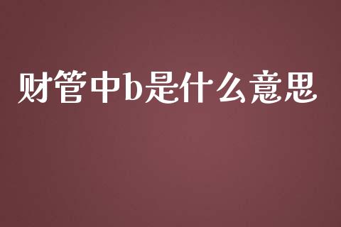 财管中b是什么意思_https://cj002.lansai.wang_会计问答_第1张