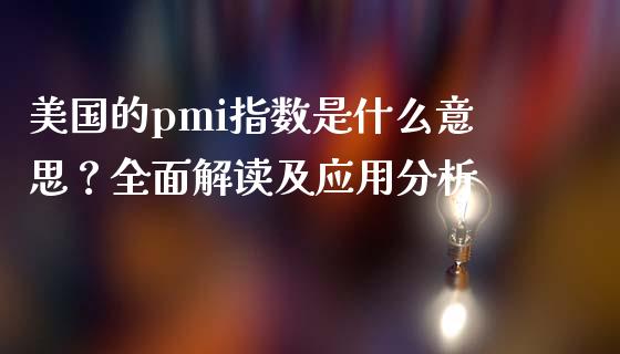 美国的pmi指数是什么意思？全面解读及应用分析_https://cj002.lansai.wang_会计问答_第1张