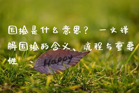 国检是什么意思？ 一文详解国检的含义、流程与重要性_https://cj002.lansai.wang_金融问答_第1张