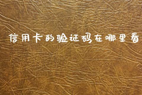 信用卡的验证码在哪里看_https://cj002.lansai.wang_理财问答_第1张
