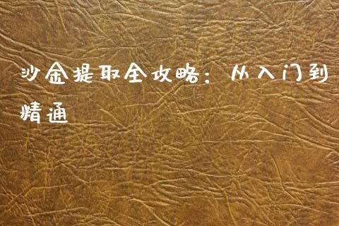 沙金提取全攻略：从入门到精通_https://cj002.lansai.wang_期货问答_第1张
