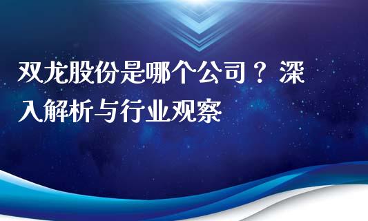 双龙股份是哪个公司？ 深入解析与行业观察_https://cj002.lansai.wang_金融问答_第1张