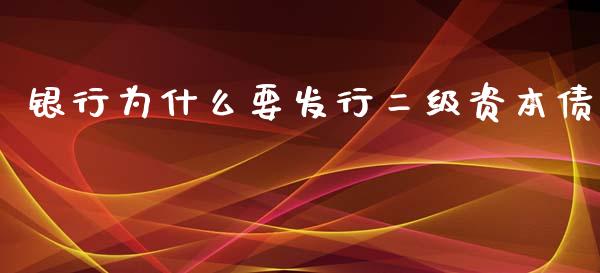 银行为什么要发行二级资本债_https://cj002.lansai.wang_财经百问_第1张