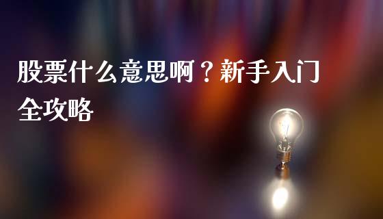 股票什么意思啊？新手入门全攻略_https://cj002.lansai.wang_金融问答_第1张