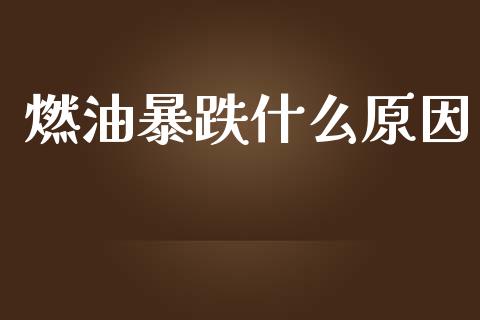 燃油暴跌什么原因_https://cj002.lansai.wang_期货问答_第1张