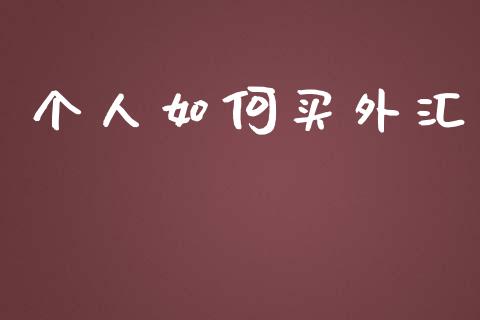 个人如何买外汇_https://cj002.lansai.wang_财经问答_第1张