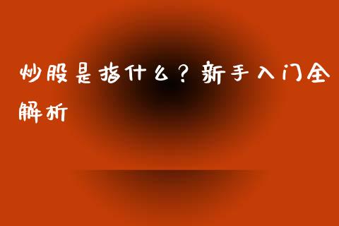 炒股是指什么？新手入门全解析_https://cj002.lansai.wang_会计问答_第1张