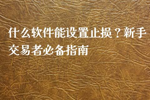 什么软件能设置止损？新手交易者必备指南_https://cj002.lansai.wang_股市问答_第1张