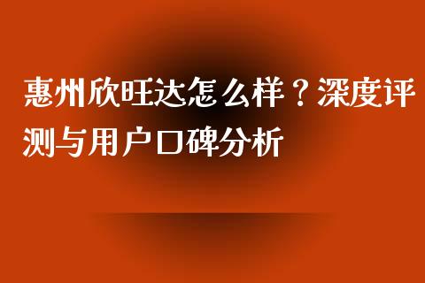 惠州欣旺达怎么样？深度评测与用户口碑分析_https://cj002.lansai.wang_保险问答_第1张