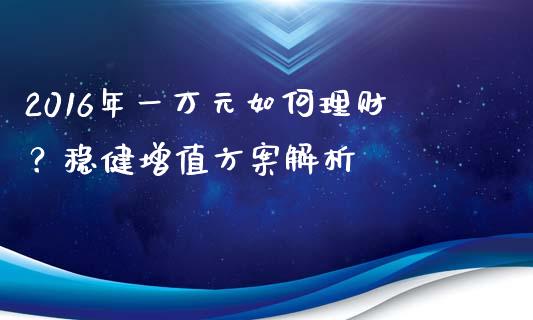 2016年一万元如何理财？稳健增值方案解析_https://cj002.lansai.wang_保险问答_第1张