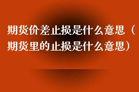 期货价差止损是什么意思（期货里的止损是什么意思）_https://cj002.lansai.wang_金融问答_第1张