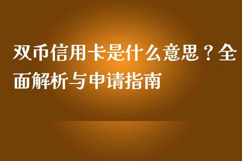 双币信用卡是什么意思？全面解析与申请指南_https://cj002.lansai.wang_会计问答_第1张