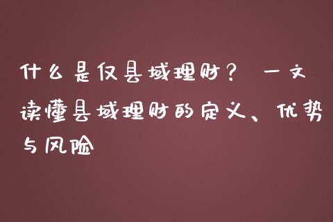 什么是仅县域理财？ 一文读懂县域理财的定义、优势与风险_https://cj002.lansai.wang_股市问答_第1张