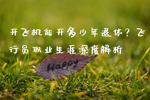 开飞机能开多少年退休？飞行员职业生涯深度解析_https://cj002.lansai.wang_会计问答_第1张
