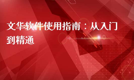 文华软件使用指南：从入门到精通_https://cj002.lansai.wang_理财问答_第1张
