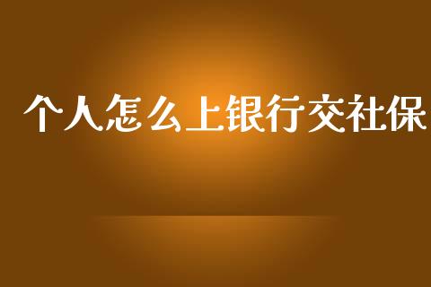 个人怎么上银行交社保_https://cj002.lansai.wang_保险问答_第1张