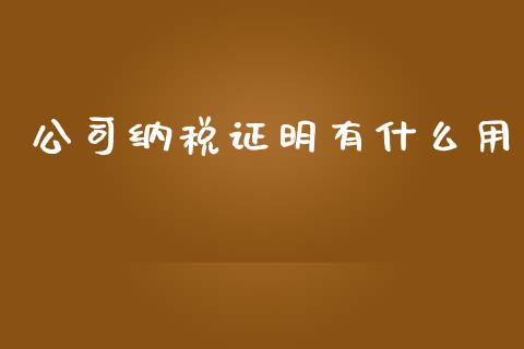 公司纳税证明有什么用_https://cj002.lansai.wang_会计问答_第1张