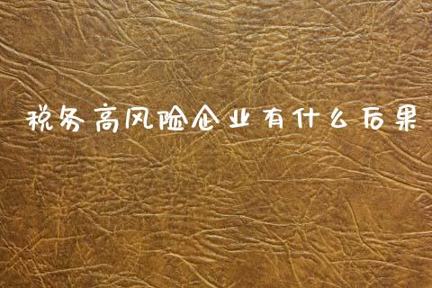 税务高风险企业有什么后果_https://cj002.lansai.wang_会计问答_第1张