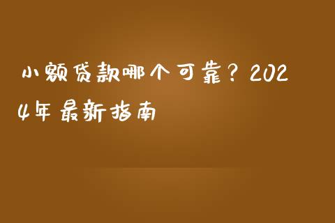 小额贷款哪个可靠？2024年最新指南_https://cj002.lansai.wang_金融问答_第1张
