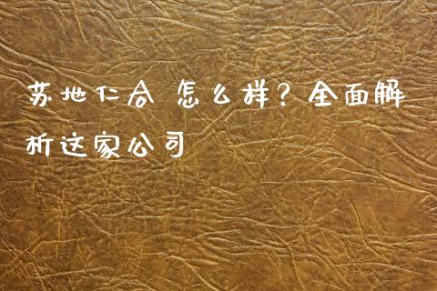 苏地仁合 怎么样？全面解析这家公司_https://cj002.lansai.wang_保险问答_第1张
