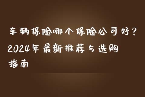 车辆保险哪个保险公司好？2024年最新推荐与选购指南_https://cj002.lansai.wang_股市问答_第1张