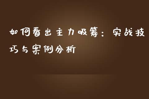 如何看出主力吸筹：实战技巧与案例分析_https://cj002.lansai.wang_保险问答_第1张