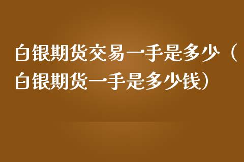 白银期货交易一手是多少（白银期货一手是多少钱）_https://cj002.lansai.wang_理财问答_第1张
