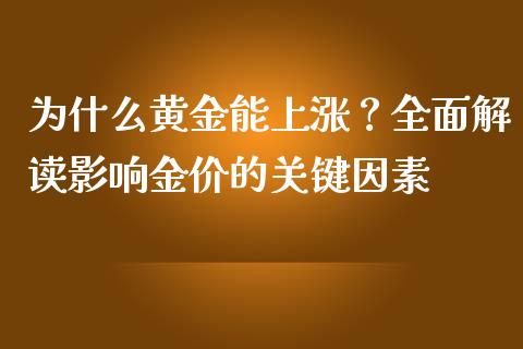 为什么黄金能上涨？全面解读影响金价的关键因素_https://cj002.lansai.wang_财经问答_第1张