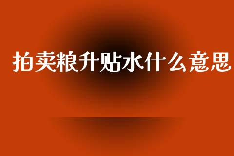 拍卖粮升贴水什么意思_https://cj002.lansai.wang_金融问答_第1张