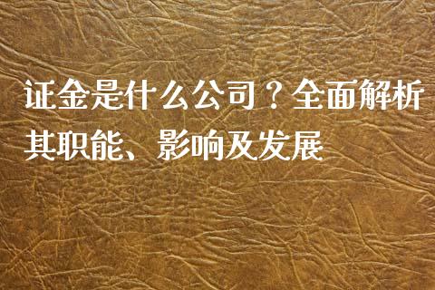 证金是什么公司？全面解析其职能、影响及发展_https://cj002.lansai.wang_保险问答_第1张