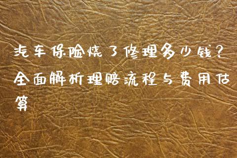 汽车保险烧了修理多少钱？全面解析理赔流程与费用估算_https://cj002.lansai.wang_保险问答_第1张