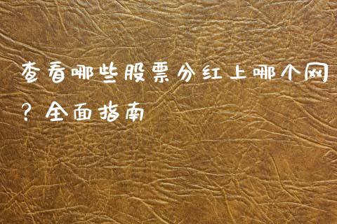 查看哪些股票分红上哪个网？全面指南_https://cj002.lansai.wang_会计问答_第1张