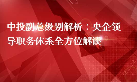 中投副总级别解析：央企领导职务体系全方位解读_https://cj002.lansai.wang_财经问答_第1张