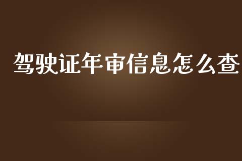 驾驶证年审信息怎么查_https://cj002.lansai.wang_保险问答_第1张