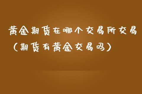 黄金期货在哪个交易所交易（期货有黄金交易吗）_https://cj002.lansai.wang_保险问答_第1张