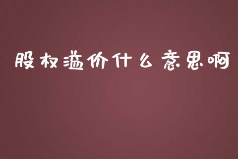 股权溢价什么意思啊_https://cj002.lansai.wang_会计问答_第1张