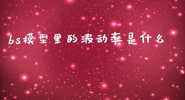 bs模型里的波动率是什么_https://cj002.lansai.wang_财经百问_第1张