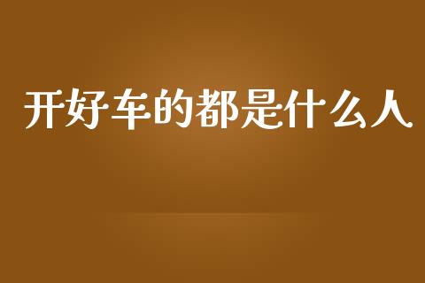 开好车的都是什么人_https://cj002.lansai.wang_金融问答_第1张