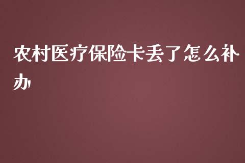 农村医疗保险卡丢了怎么补办_https://cj002.lansai.wang_保险问答_第1张