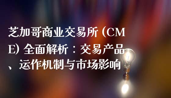 芝加哥商业交易所 (CME) 全面解析：交易产品、运作机制与市场影响_https://cj002.lansai.wang_财经百问_第1张