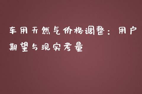 车用天然气价格调整：用户期望与现实考量_https://cj002.lansai.wang_保险问答_第1张
