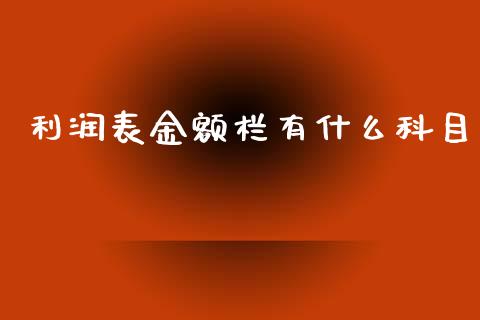 利润表金额栏有什么科目_https://cj002.lansai.wang_会计问答_第1张