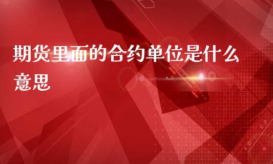 期货里面的合约单位是什么意思_https://cj002.lansai.wang_股市问答_第1张