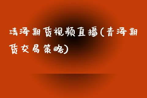 清泽期货视频直播(青泽期货交易策略)_https://cj002.lansai.wang_期货问答_第1张