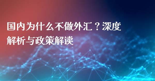 国内为什么不做外汇？深度解析与政策解读_https://cj002.lansai.wang_股市问答_第1张